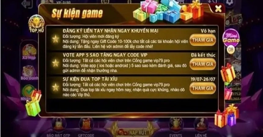 Tổng hợp các sự kiện khuyến mãi HOT tại cổng game Vip79