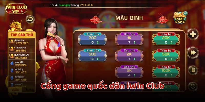 Cổng chơi game mậu binh quốc dân iWin Club